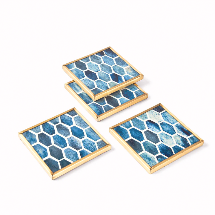 Close-up of tray surface and matching coaster design