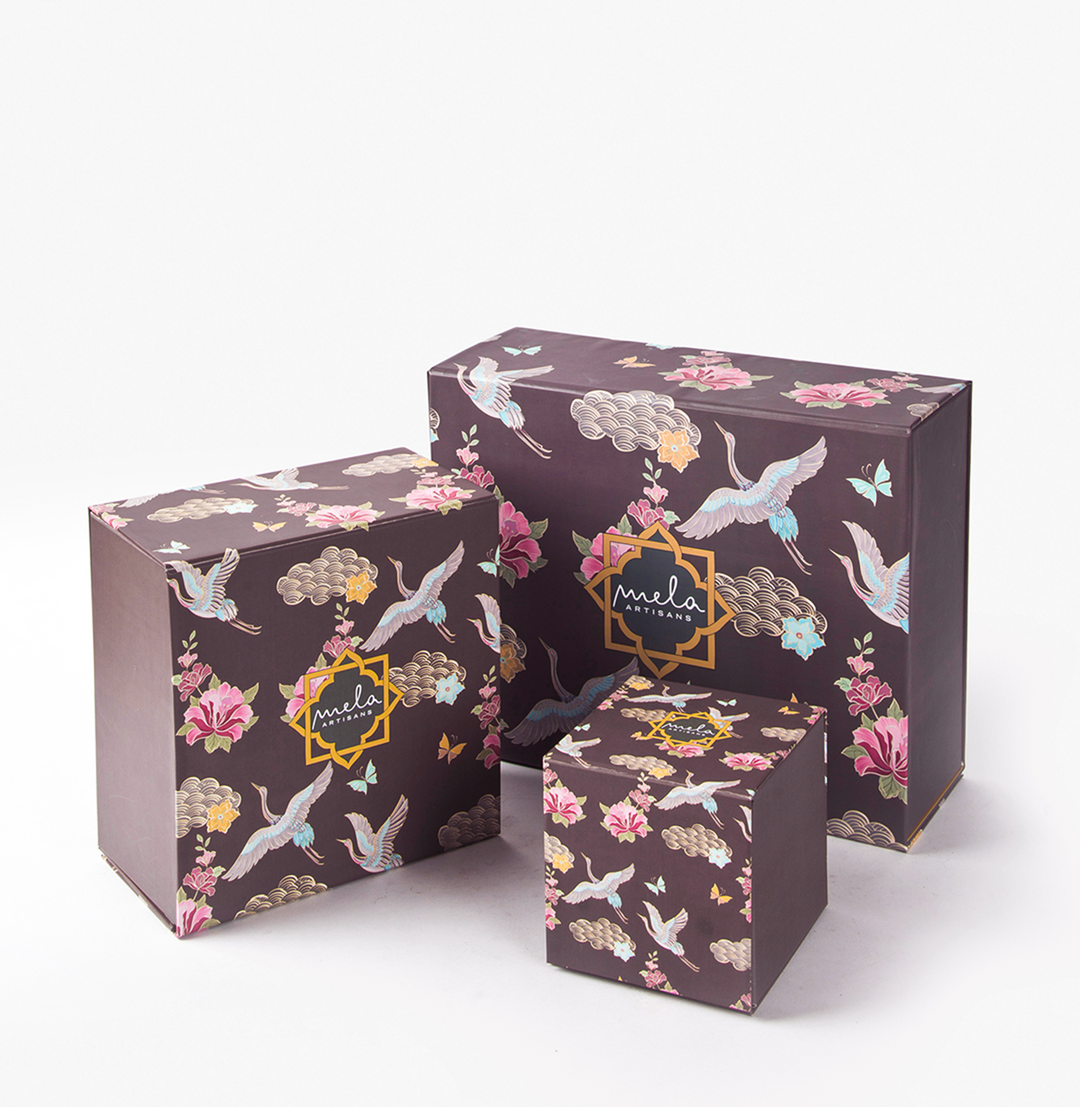 Decorative Flat Printed Packaging Gift Boxes, 3 sizes