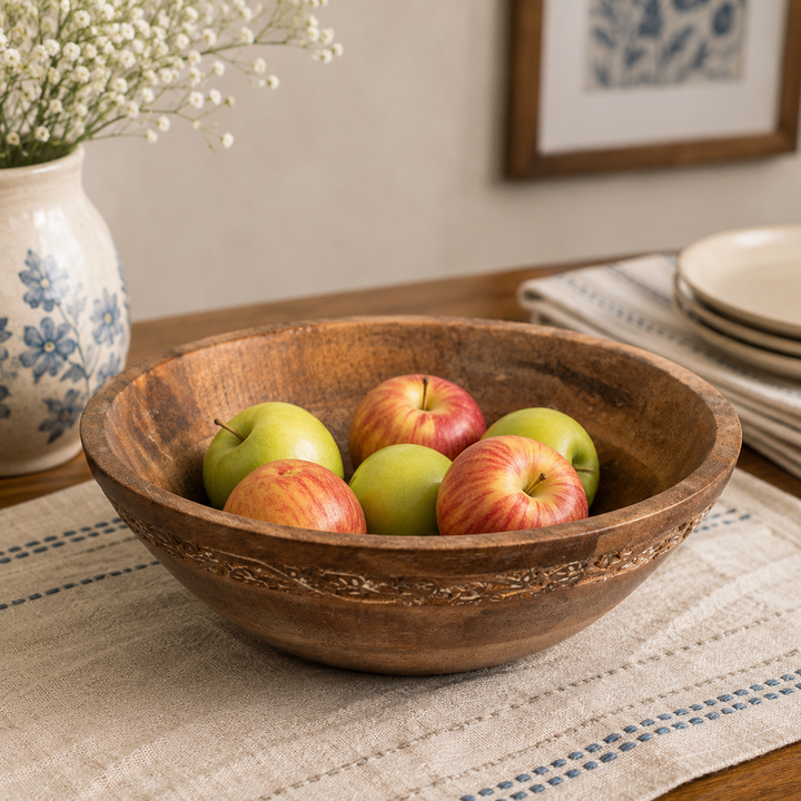 Mango Wood Serving Bowl – Natural Brown
