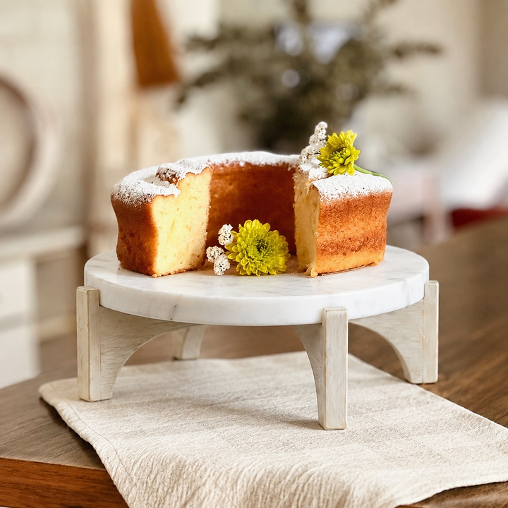 Marble Cake Stand – White Dessert Display