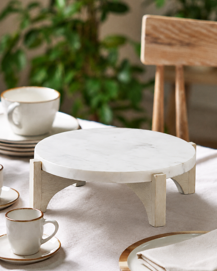 Marble Cake Stand – White Dessert Display