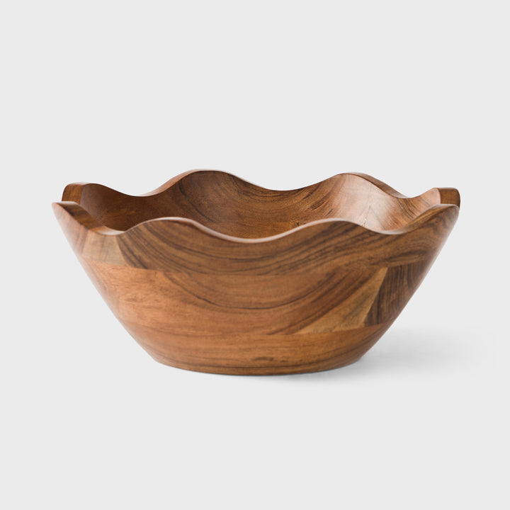 Acacia Wood 10 Inches & 12 Inches Scalloped Bowl Set