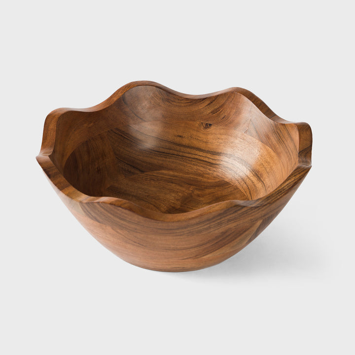 Acacia Wood 10 Inches & 12 Inches Scalloped Bowl Set