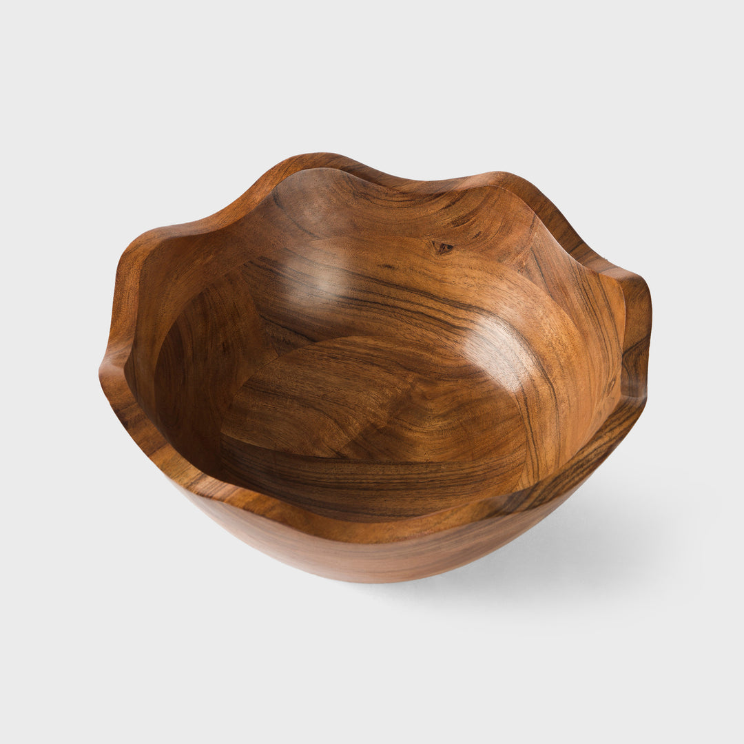 Acacia Wood 10 Inches & 12 Inches Scalloped Bowl Set