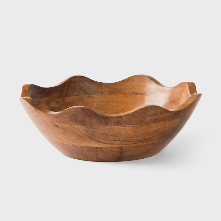 Acacia Wood 10 Inches & 12 Inches Scalloped Bowl Set