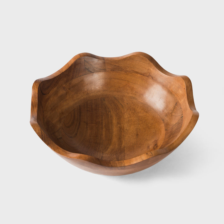 Acacia Wood 10 Inches & 12 Inches Scalloped Bowl Set