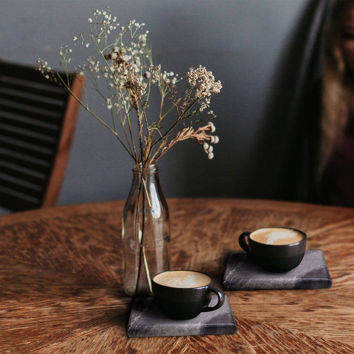 Black Marble Square Coaster Set of 4