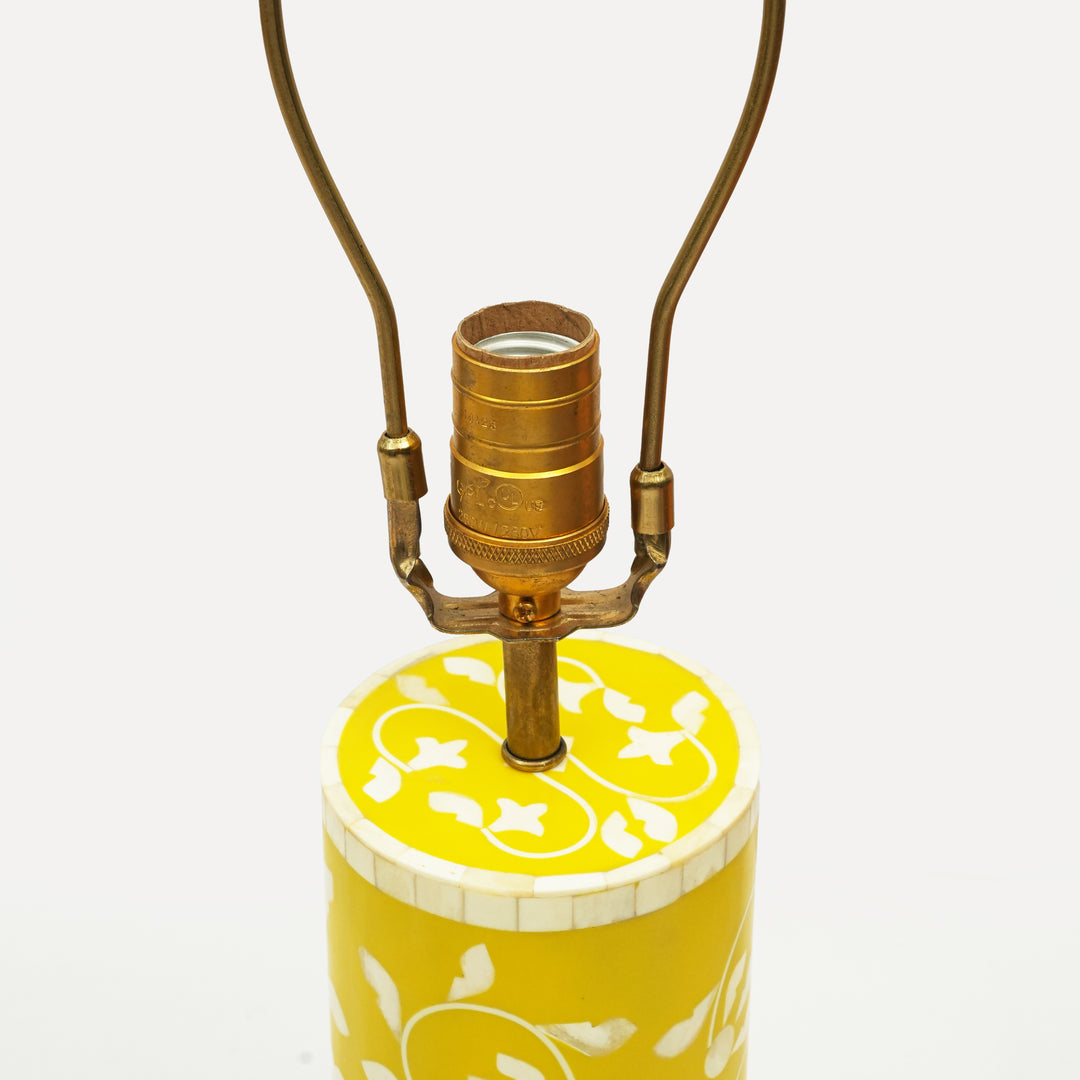 Floral Vines Inlay Yellow Table Lamp