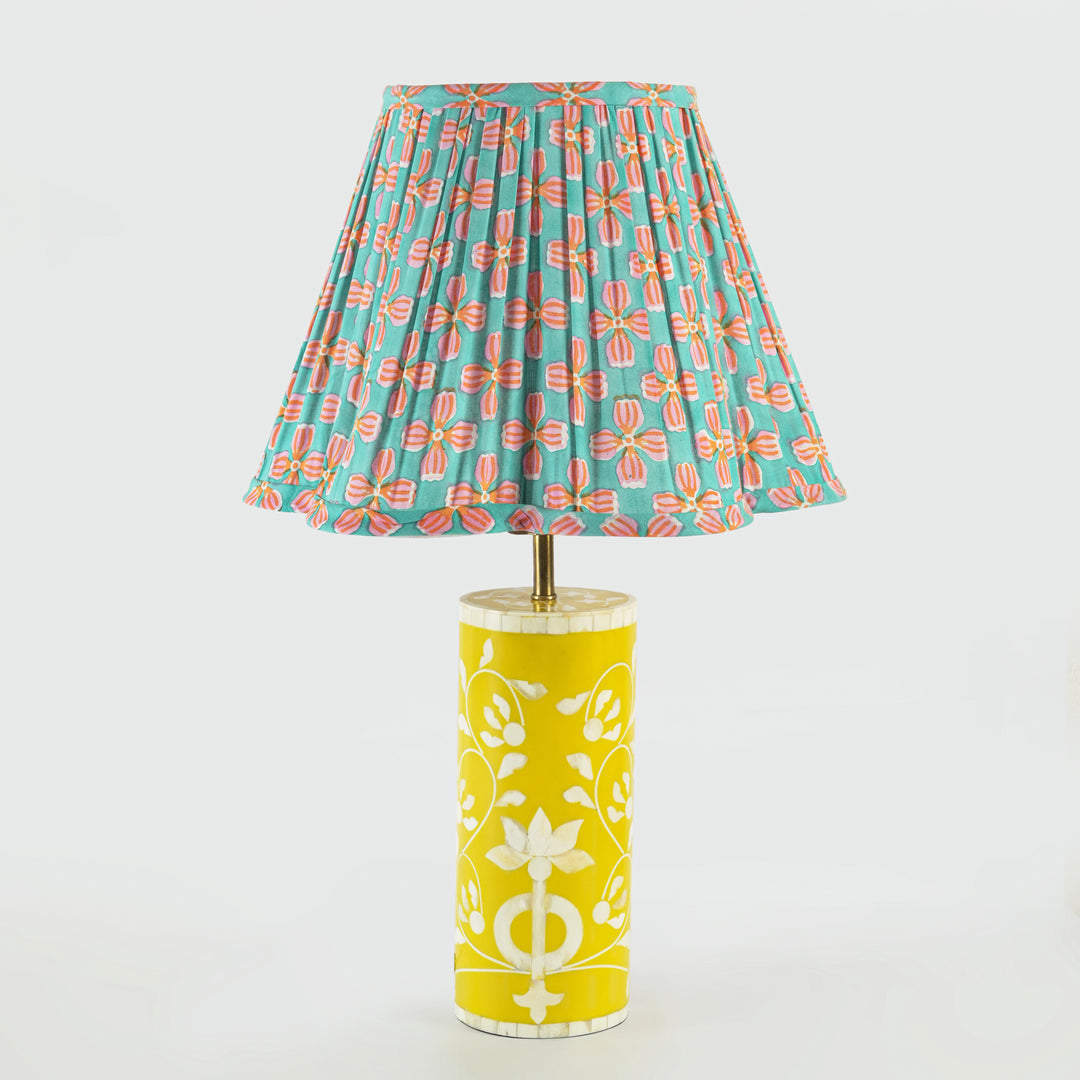 Floral Vines Inlay Yellow Table Lamp