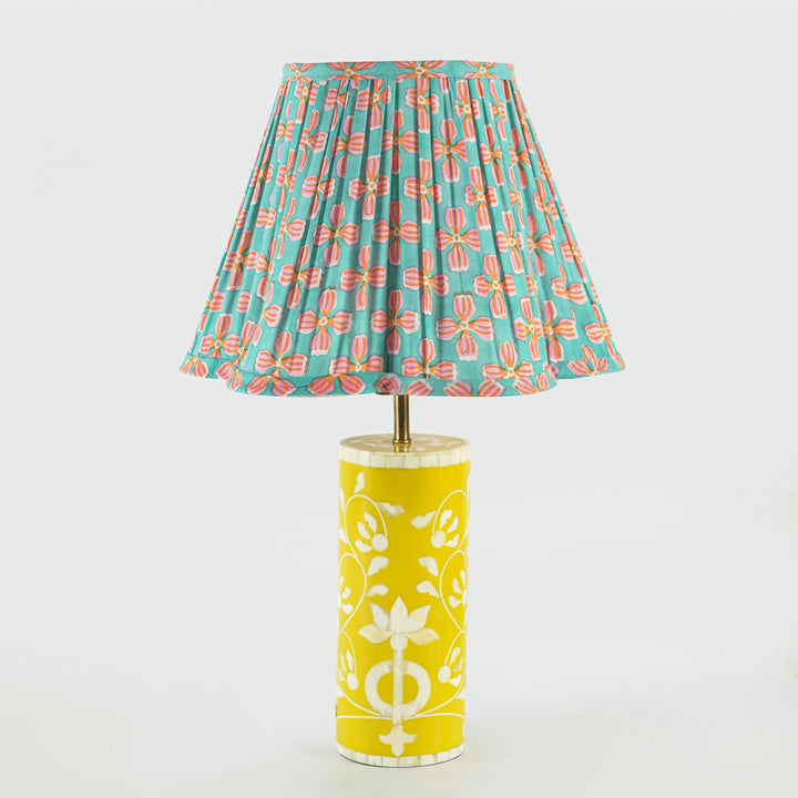 Floral Vines Inlay Yellow Table Lamp