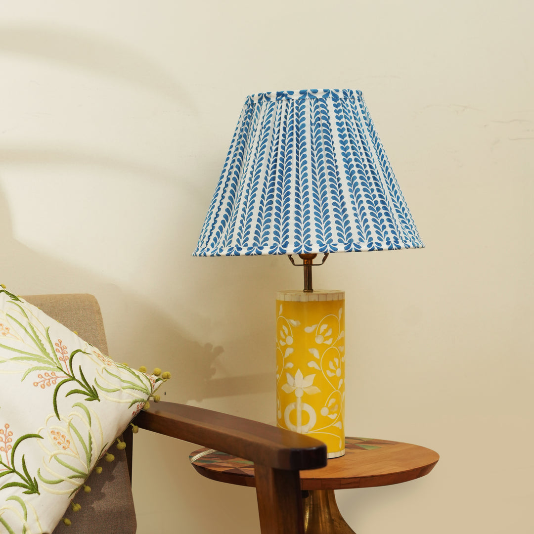 Floral Vines Inlay Yellow Table Lamp