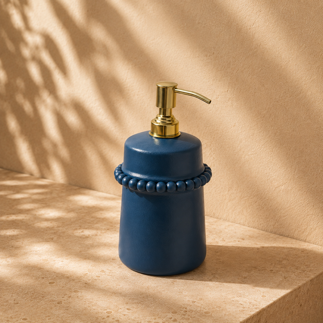 Raatriti Handcrafted Terracotta Liquid Soap Dispenser – Matte Indigo