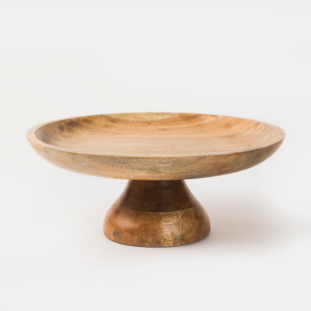 Sienna mango wood pedestal bowl with natural finish