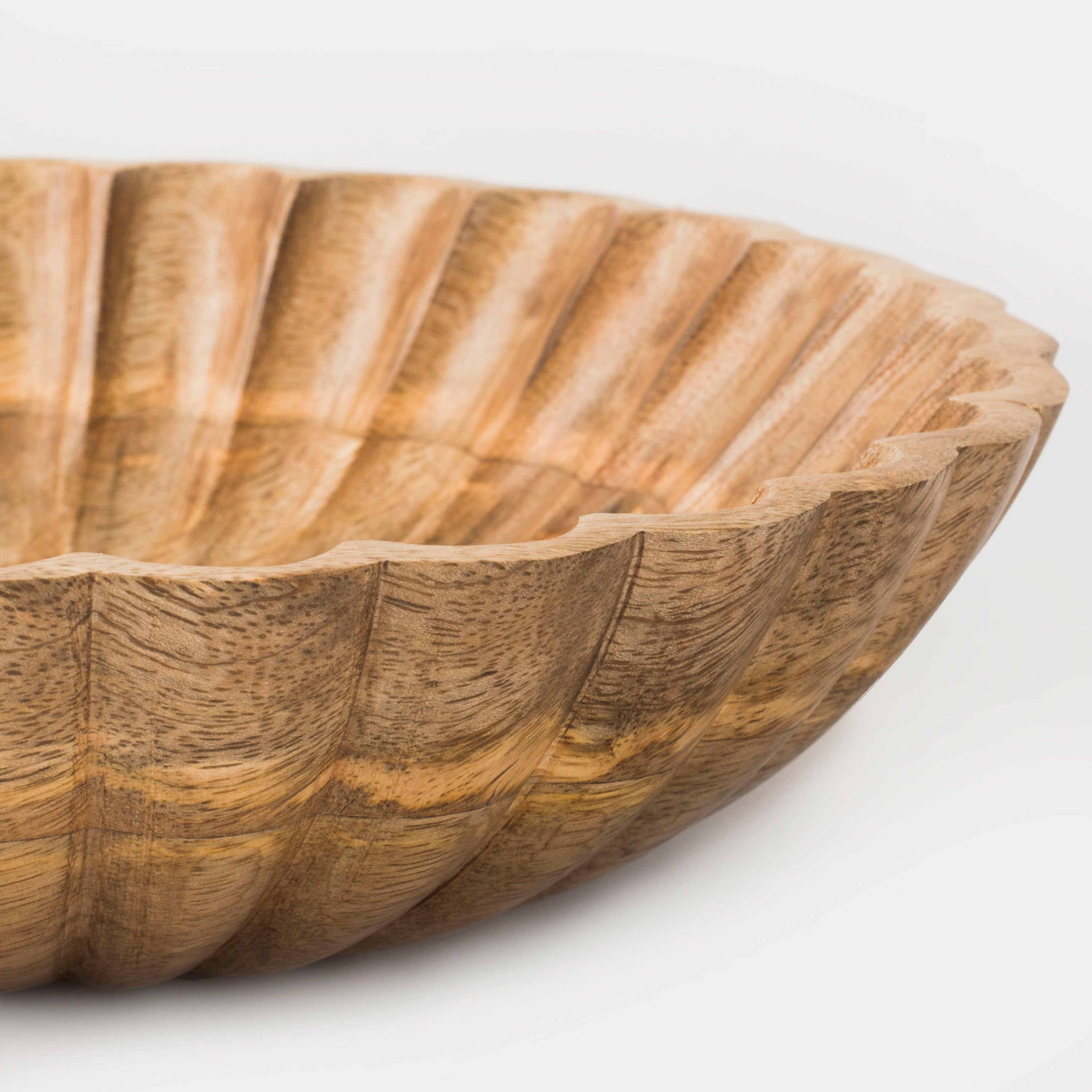 Scallop Serenity Wooden Bowl Set of 2 Brown Finish | Mango Wood