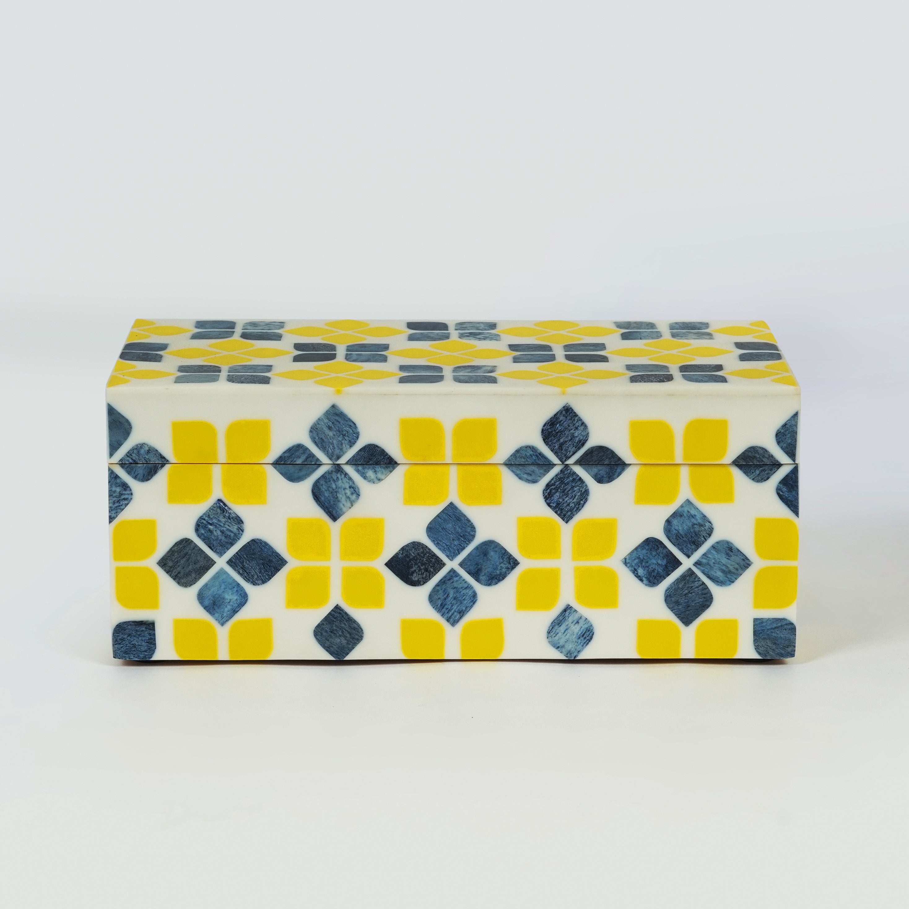 Mela Artisans Marigold Mosaic Bone Inlay Storage Box