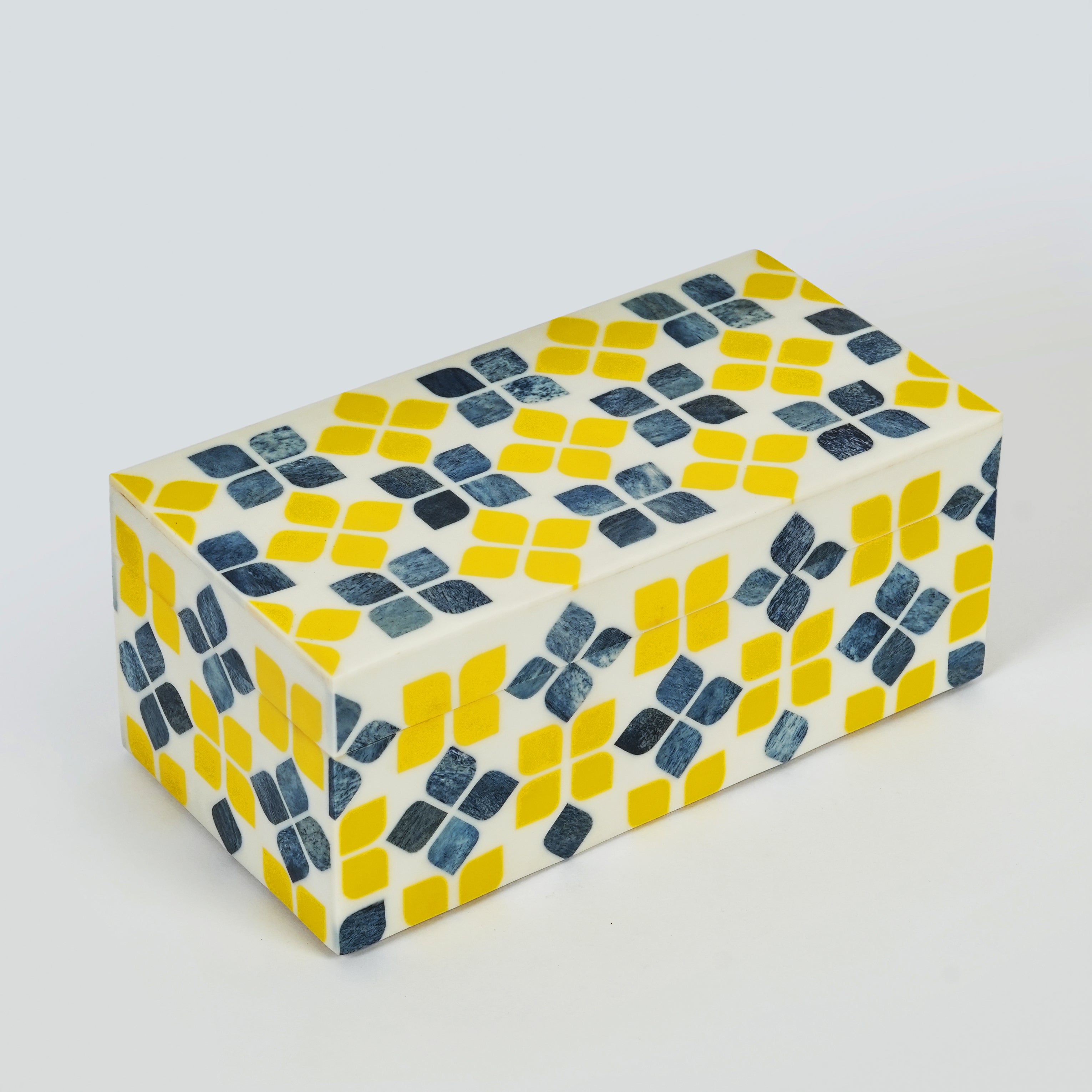 Mela Artisans Marigold Mosaic Bone Inlay Storage Box - Thumbnail 4