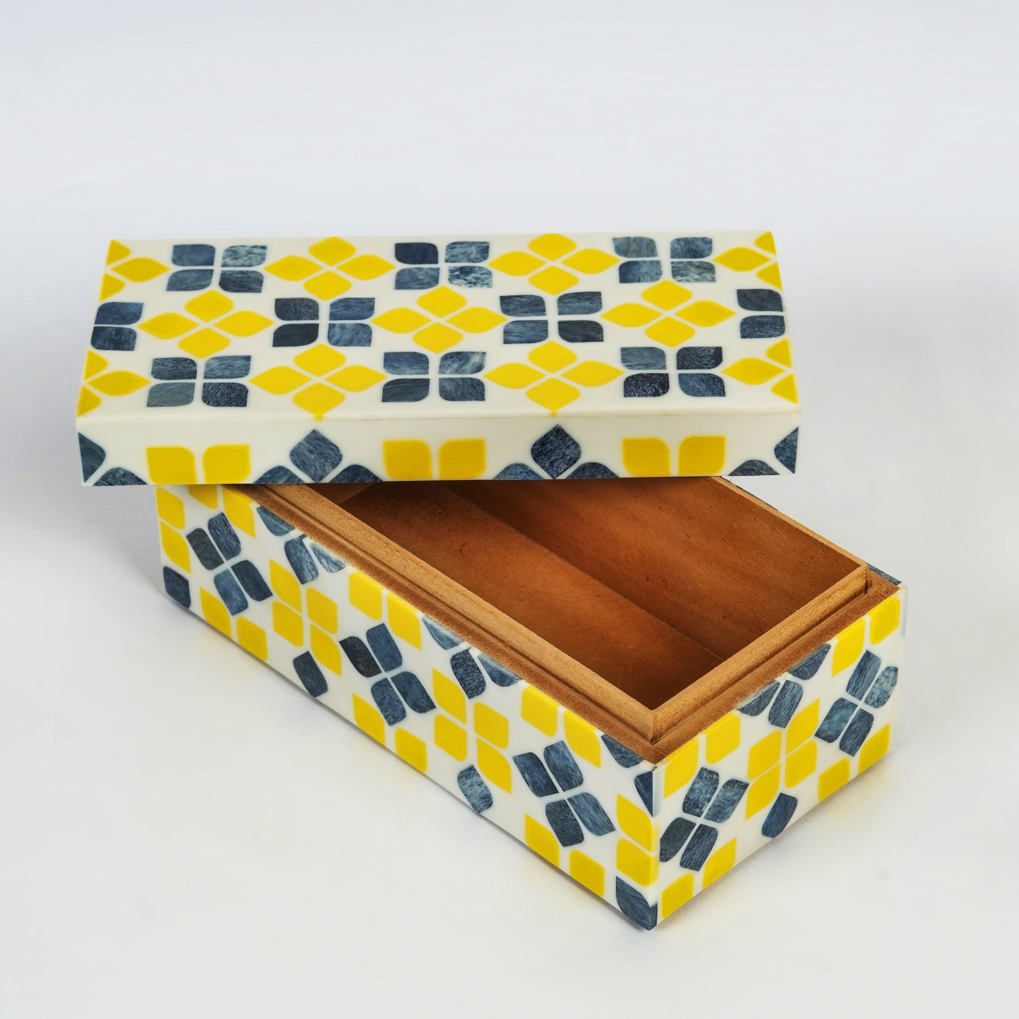 Mela Artisans Marigold Mosaic Bone Inlay Storage Box - Thumbnail 3