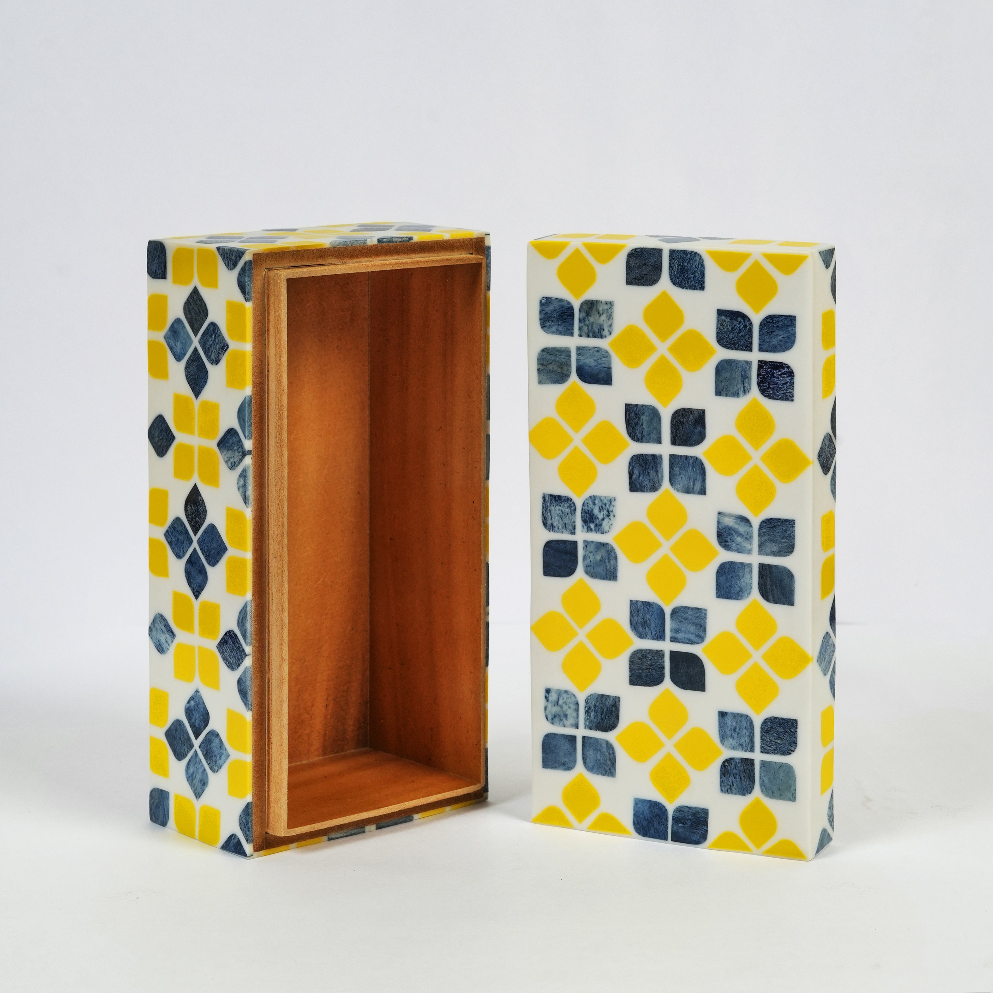 Mela Artisans Marigold Mosaic Bone Inlay Storage Box - Thumbnail 5