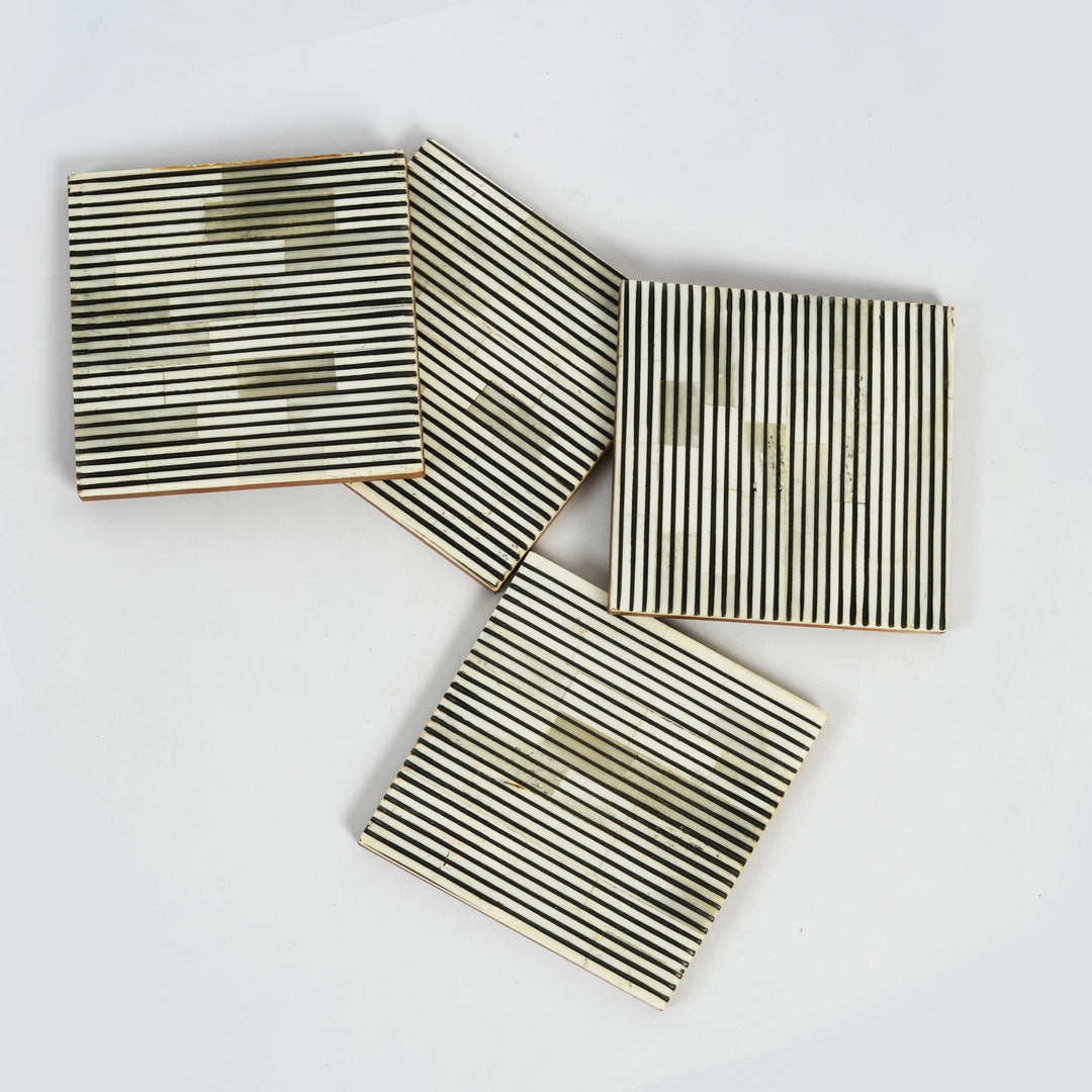Pinstripe Inlay Tray & Coasters Gift Box Set