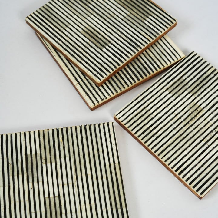 Pinstripe Inlay Tray & Coasters Gift Box Set