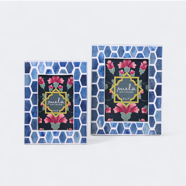 Close-up of handcrafted detailing on photo frame from Gramercy collection