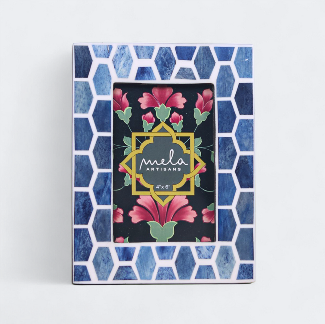 Close-up of handcrafted detailing on photo frame from Gramercy collection