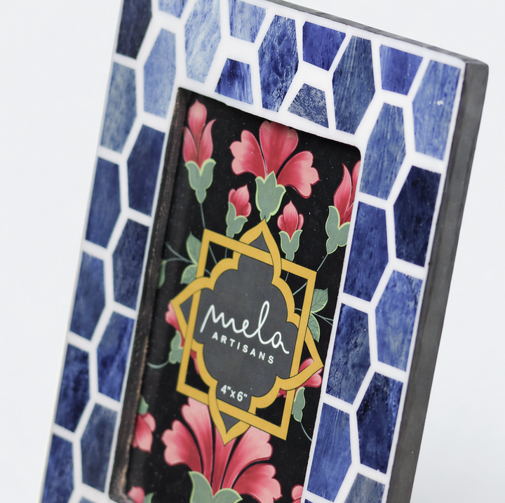 Close-up of handcrafted detailing on photo frame from Gramercy collection