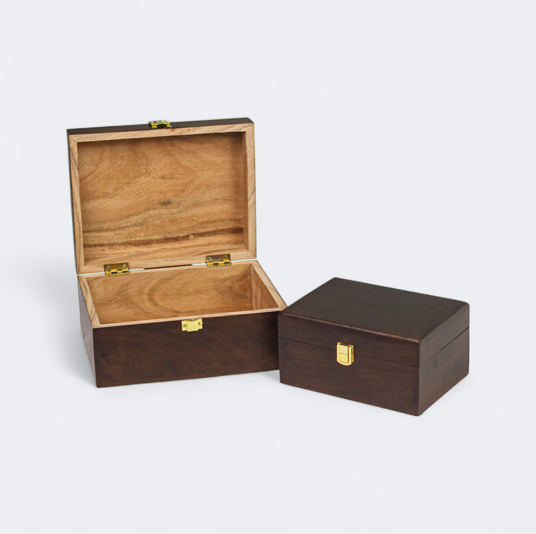 Close-up of hand-carved wood texture and natural grain on trinket tray