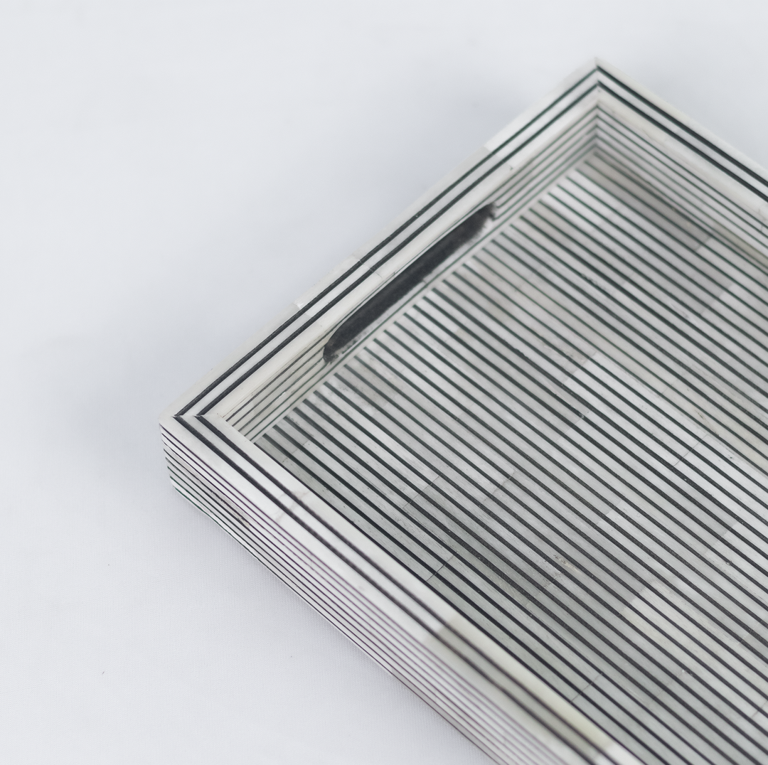 Pinstripe Inlay Tray & Coasters Gift Box Set