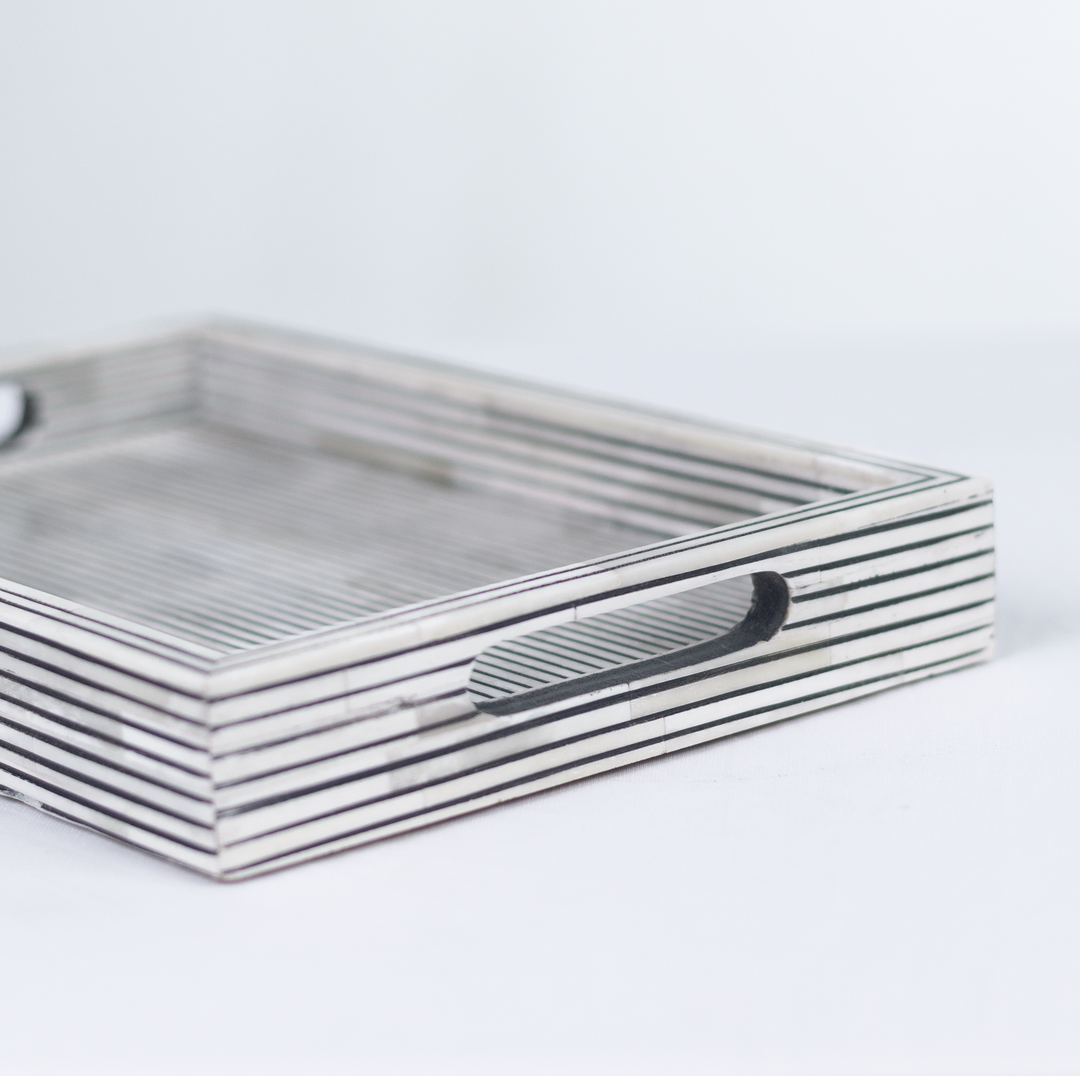 Pinstripe Inlay Tray & Coasters Gift Box Set