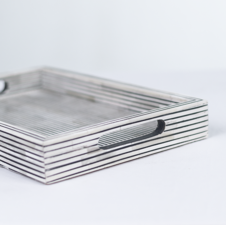 Pinstripe Inlay Tray & Coasters Gift Box Set