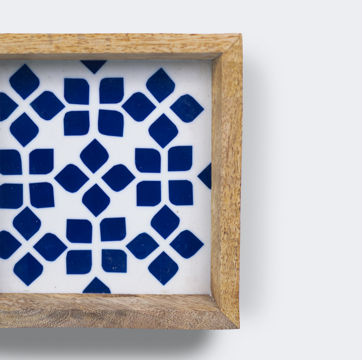 Lattice Blue Trinket Bowl & Tray Gift Box Set
