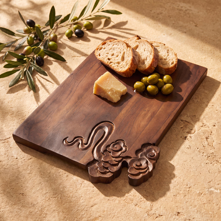 Hand Carved Eastern Drift Acacia Wood Serving Platter – Split Edge Finish