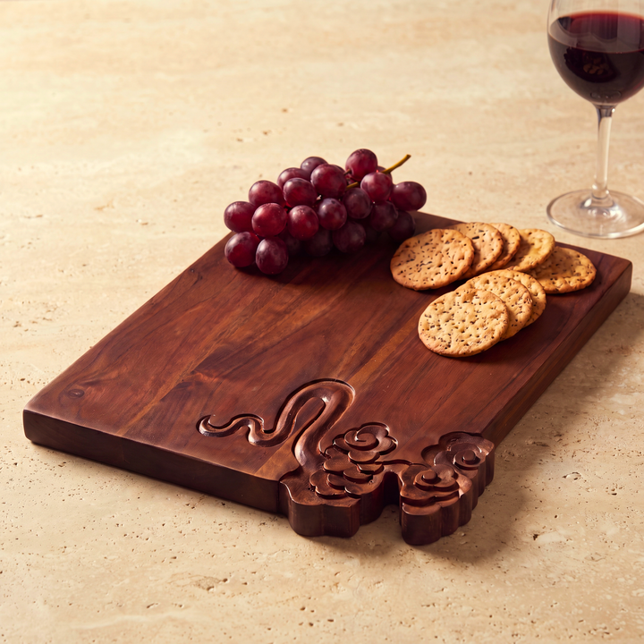 Hand Carved Eastern Drift Acacia Wood Serving Platter – Split Edge Finish