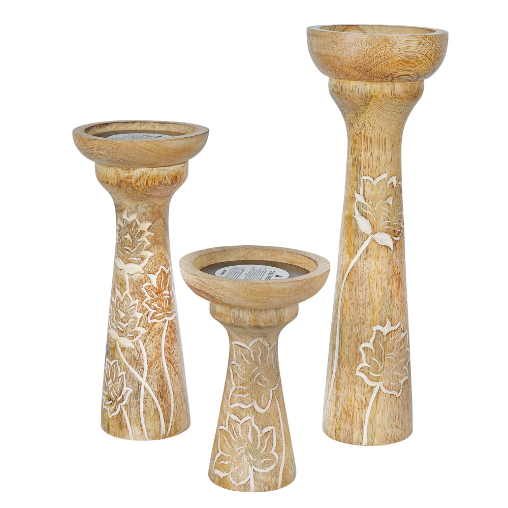 floral vine rustic white pillar candleholders set of 3