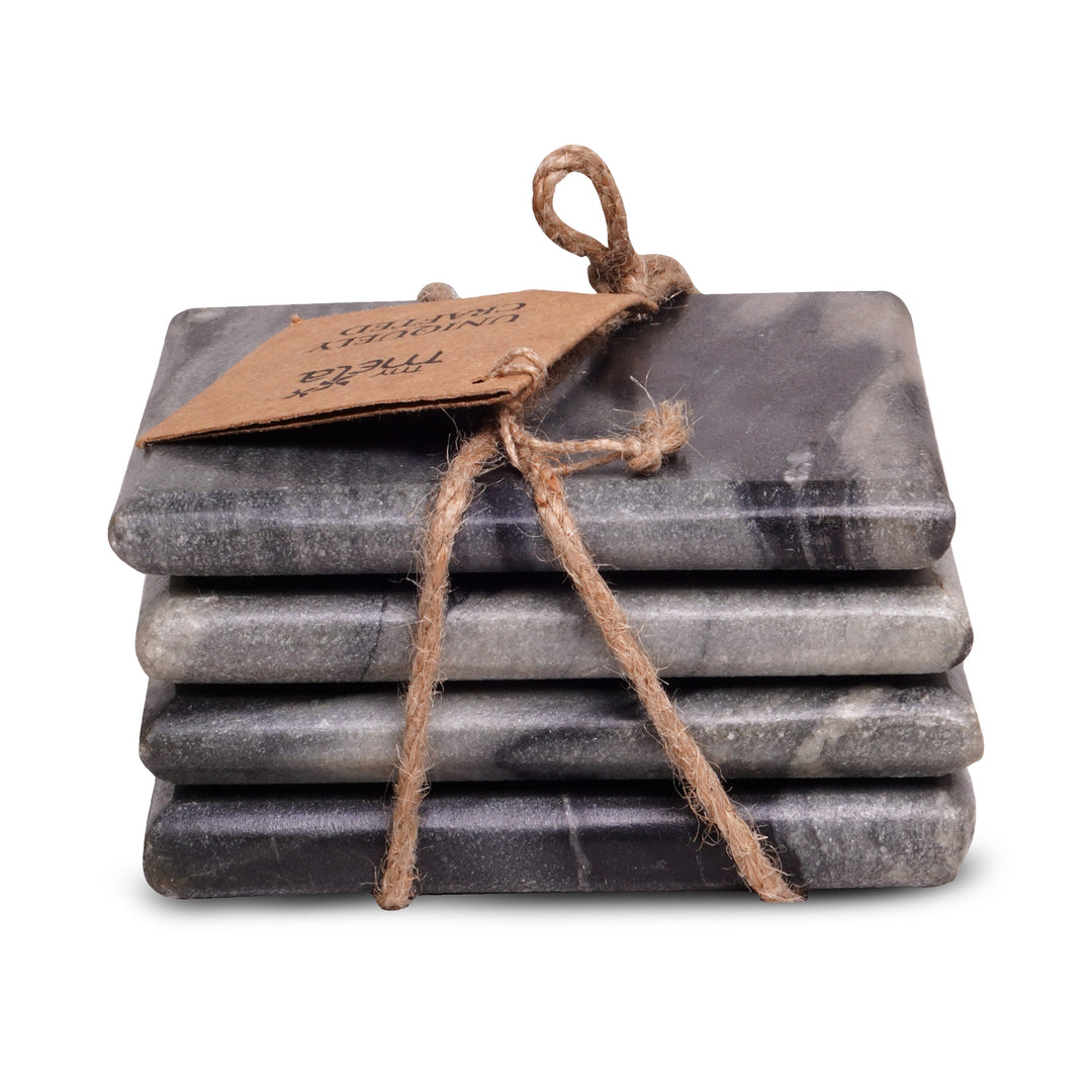 Black Marble Square Coaster Set of 4