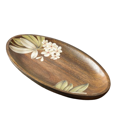 Frangipani Oval Wooden Platter