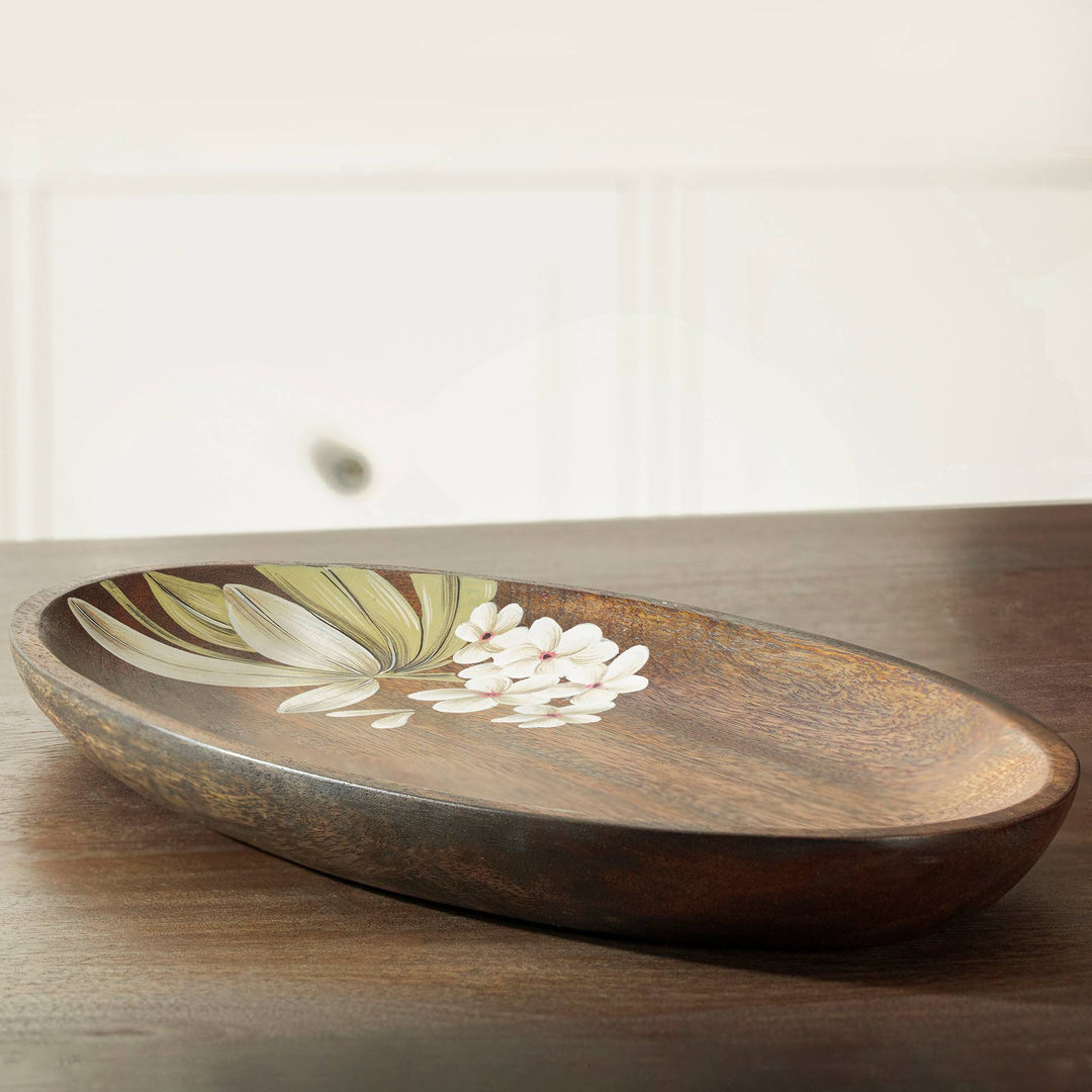 Frangipani Oval Wooden Platter