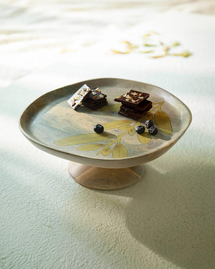 Wisteria Yellow Handpainted Cake Stand