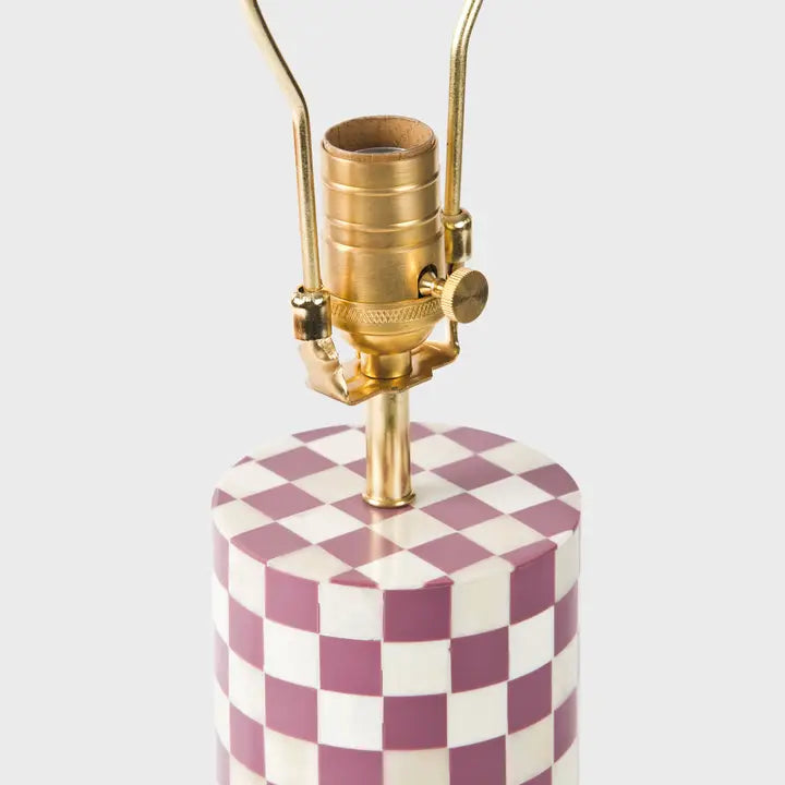 Close-up of lavender and ivory checkered bone inlay pattern