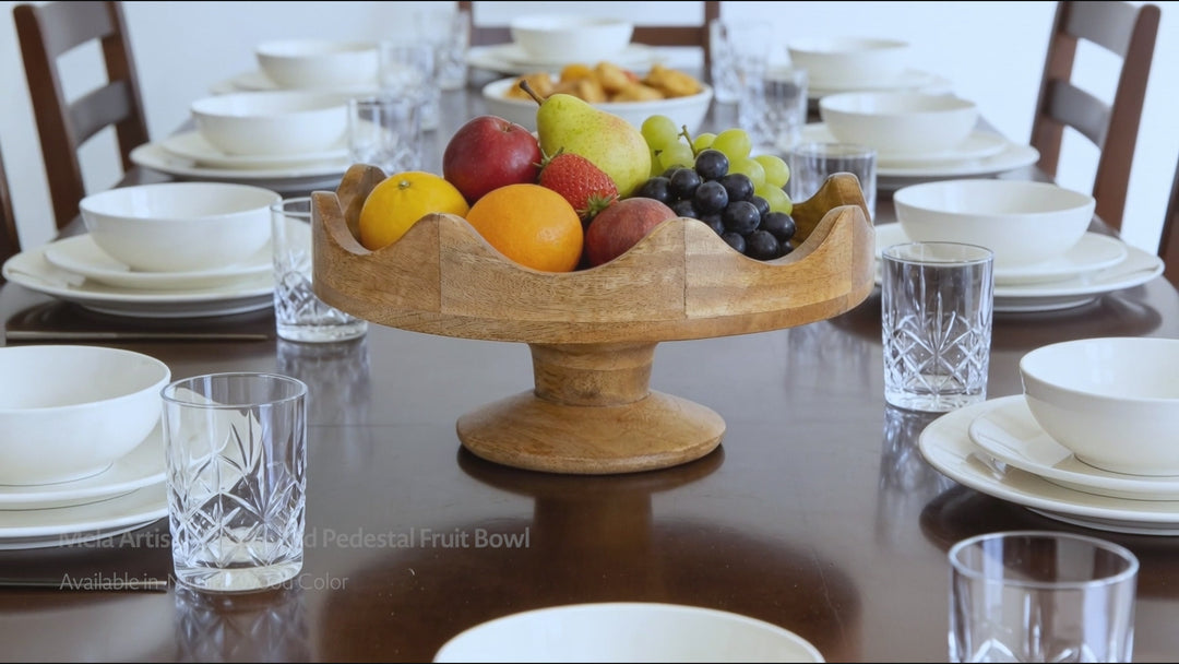 Scalloped Pedestal Mangowood Bowl