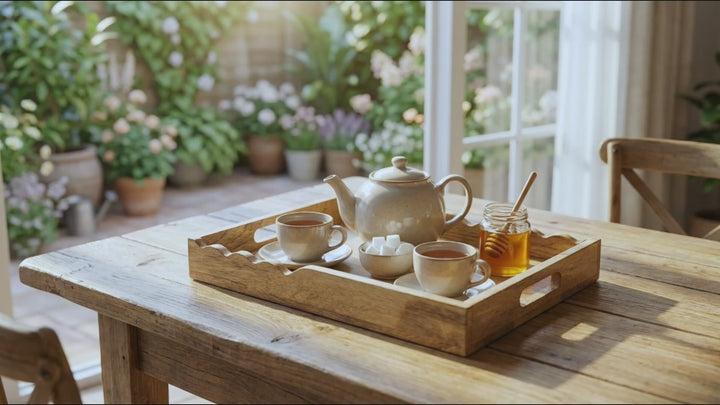 Handcarved Scalloped Elegance Mangowood Tray