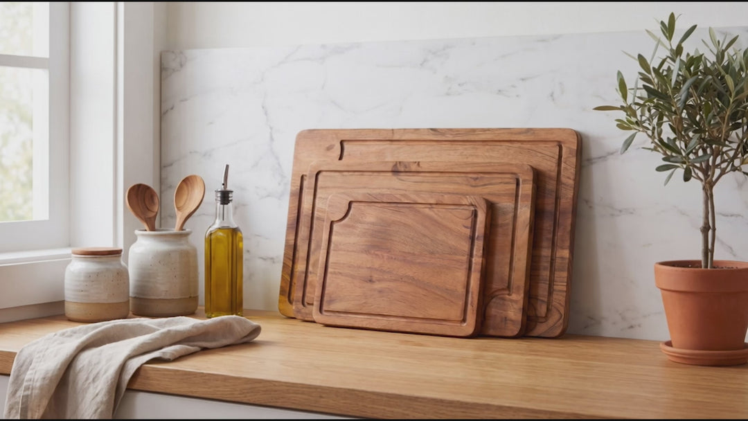 Acacia Wood Cutting Board Set – 3 Piece Natural