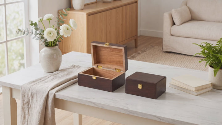 Acacia Wood Classic Keepsake Box with Latch, Urban Walnut