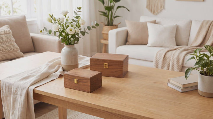 Acacia Wood Classic Keepsake Box with Latch, Natural