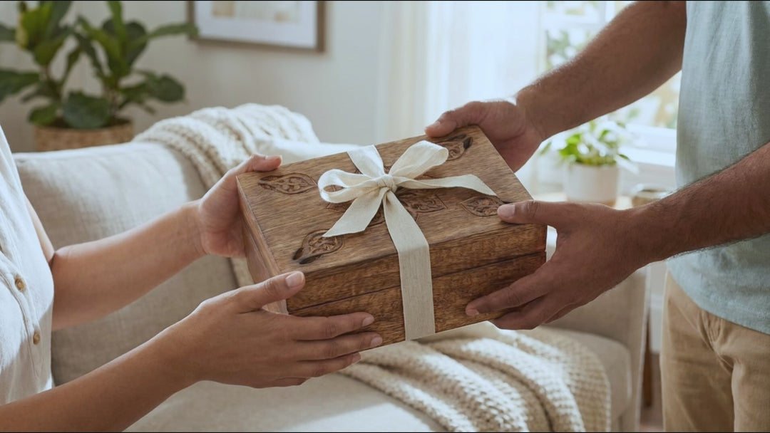 Serena Mango Wood Box – Light Burnt Finish