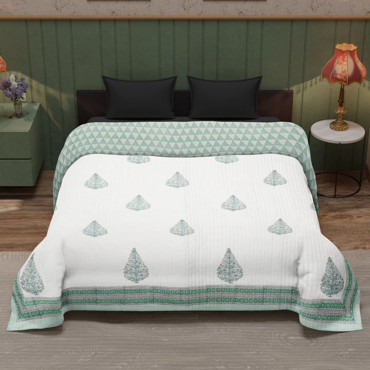 Fine Cotton Quilted and Reversible Double Bed Cover