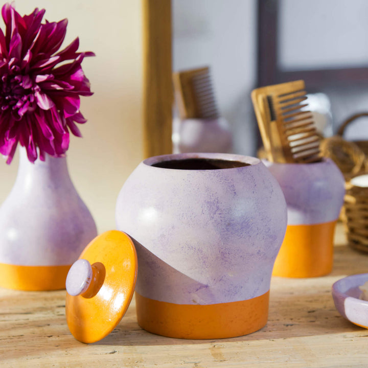 Washed Lavender Lidded Container