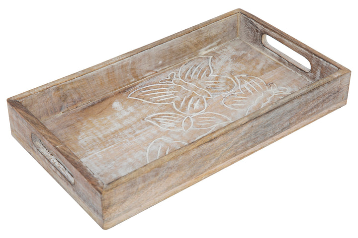 Butterflies Rustic White Medium Tray